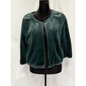 Calvin Klein Green Faux Fur Shrug Jacket Women's‎ SZ Medium Party Cocktail